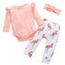 Cute Baby Girl Clothes Flamingo Print Pants Leggings Headband set - Minihomy