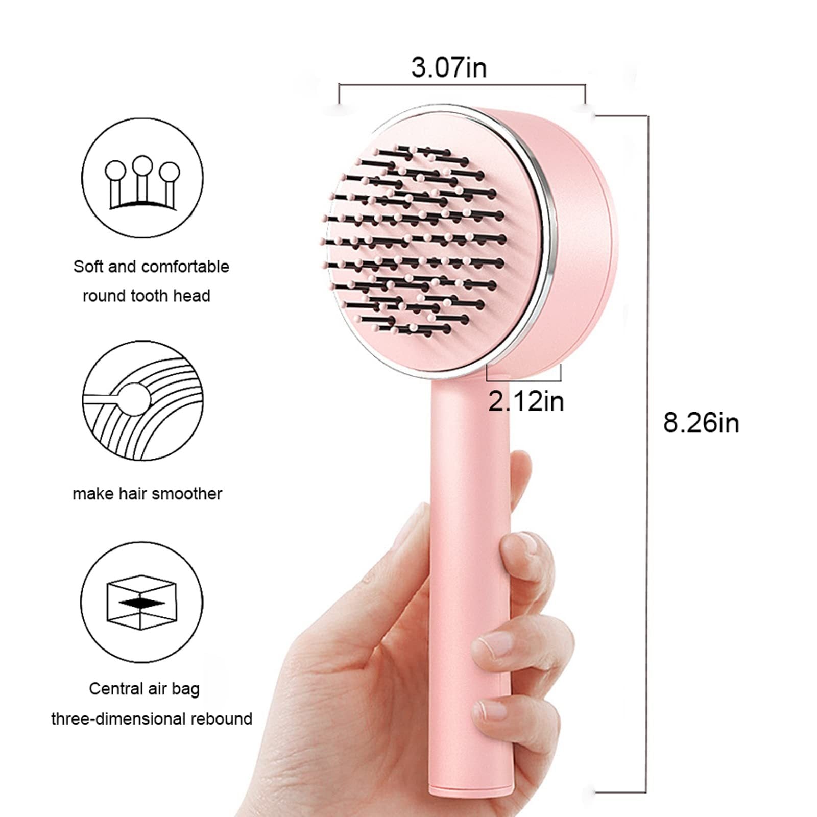 One-Key Self-Cleaning Hair Brush for Women - Curly Anti-Static Airbag Massage Comb & Professional Detangling Tool