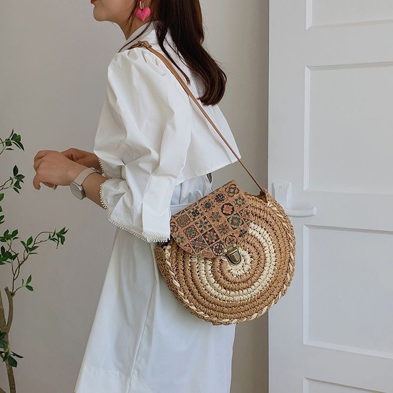 Handmade Straw Beach Bag | Casual Crossbody Shoulder Bag for Women