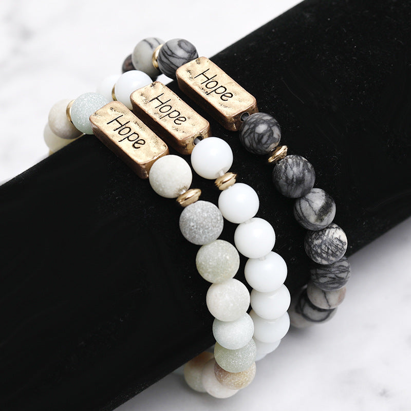 Natural Stone Engraved Hope Bracelet - Minihomy