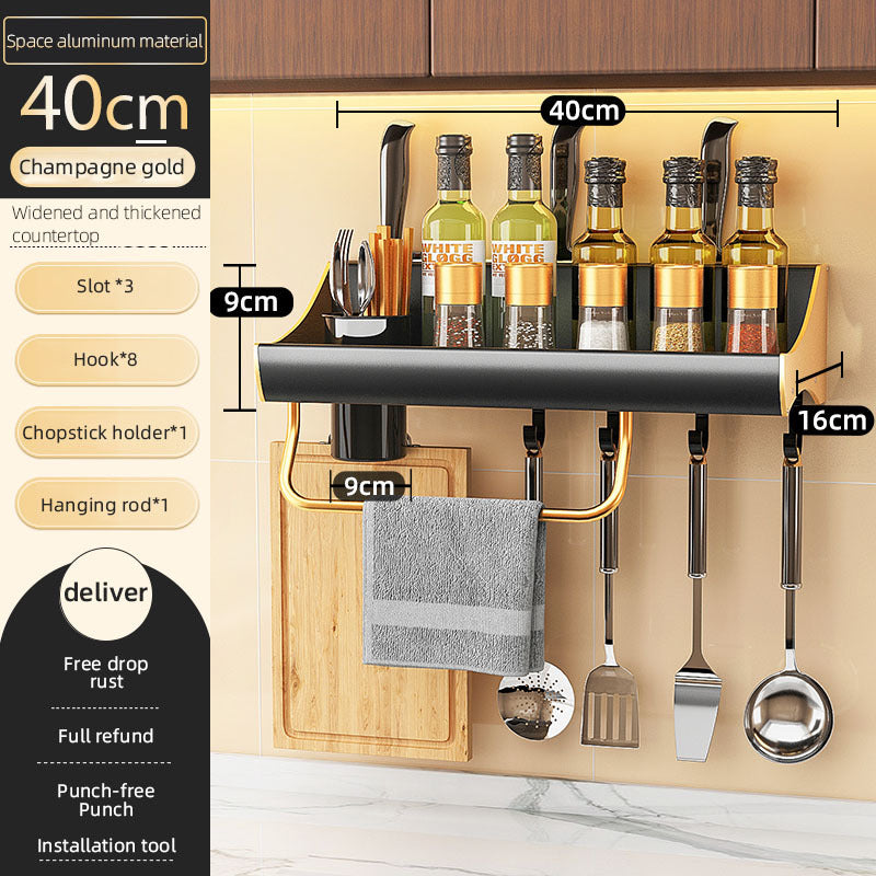 Fashionable Kitchen Shelf Wall-mounted Punch-free Multifunctional - Minihomy