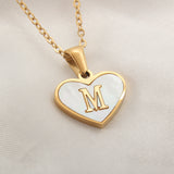 26 Letter Heart-shaped Necklace White Shell Love Clavicle Chain Necklace For Women - Minihomy