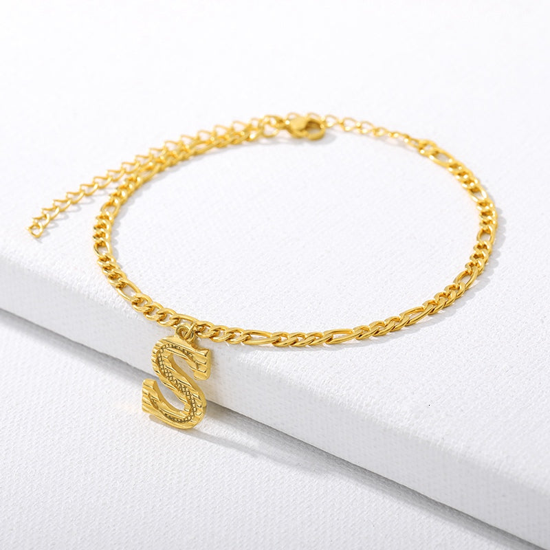 Initial Gold Letter Anklet Alphabet Pendants Jewelry - Minihomy