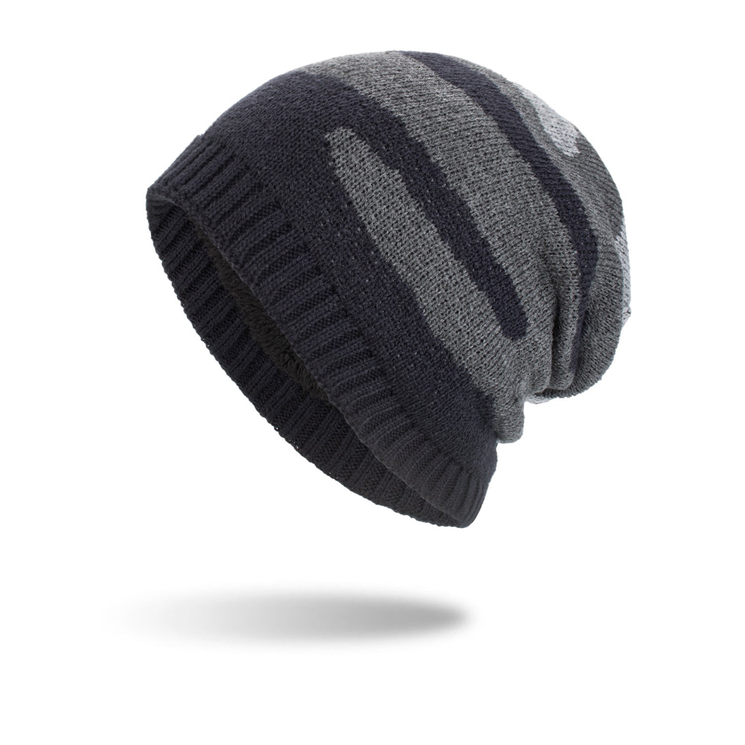 Tricolor Striped Long Pullover Knit Beanie