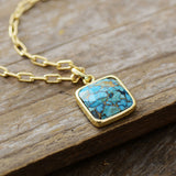 Turquoise 18K Gold Plating Chain Pendant Necklace