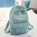 Durable Corduroy Backpack for Students - School Bag with Shoulder Straps