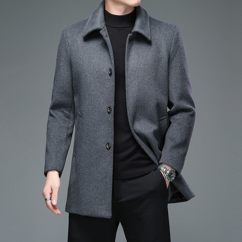 Trench Coat Mid-length Long Sleeve Lapel Korean Style Casual Jacket