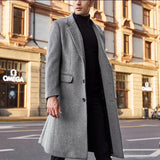 British men's long trench coat wool - Minihomy