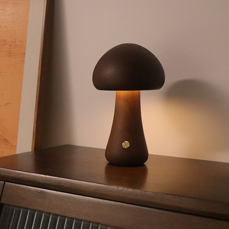 INS Wooden Cute Mushroom LED Night Light - Bedside Table Lamp for Bedroom - Minihomy