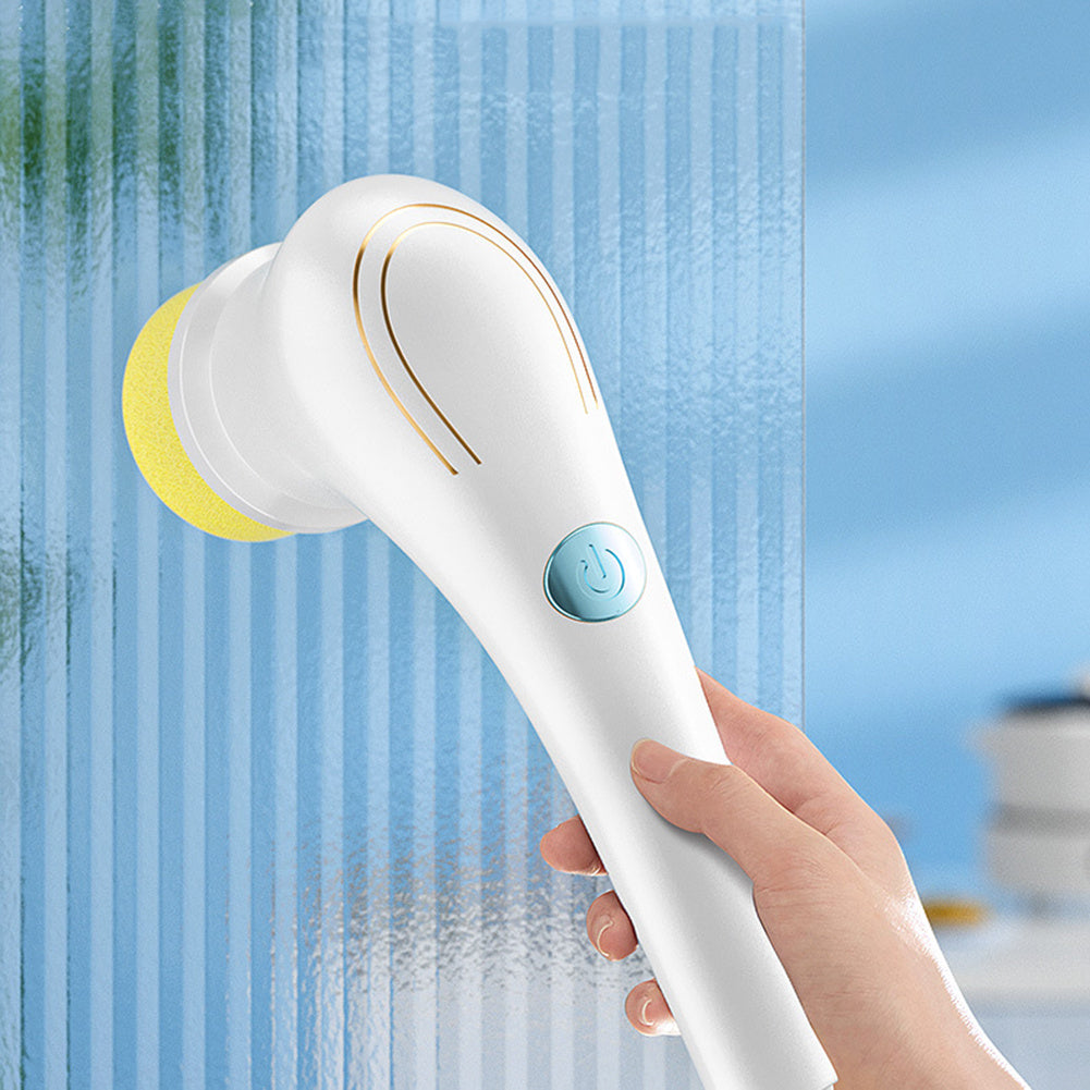 Cordless Electric Handheld Dishwashing Brush & Scrubber Set - 5 Heads, USB Charging - Minihomy