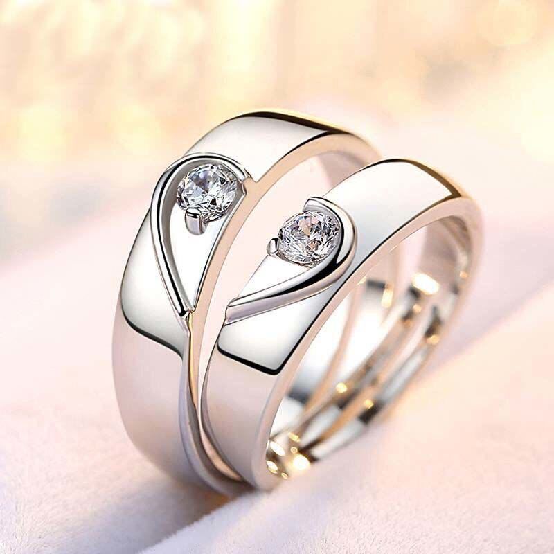 Silver Plated Couple Rings A Pair Of Diamond Rings