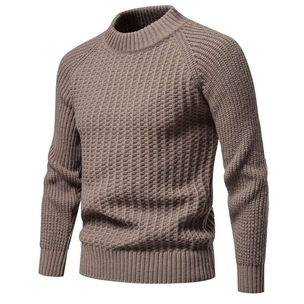 Men's Casual Loose Solid Color Round Neck Sweater - Minihomy