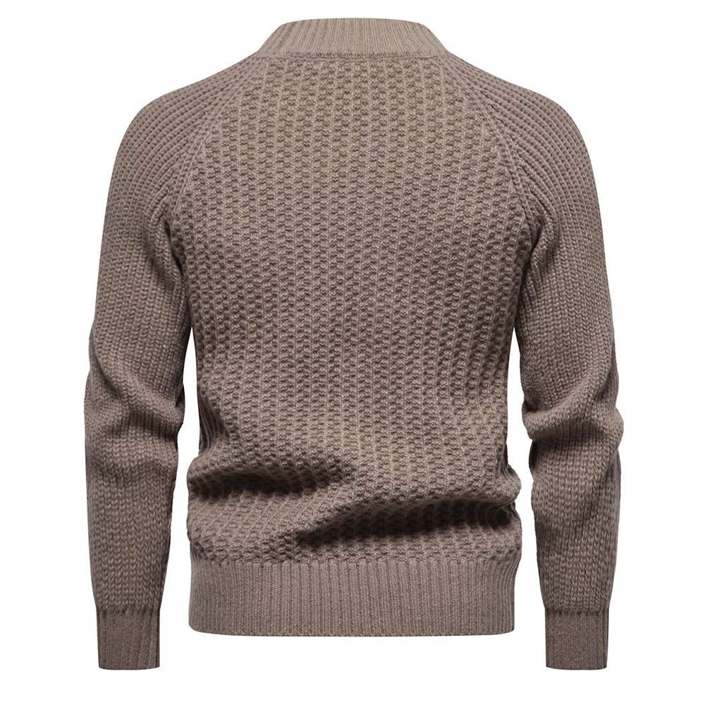 Men's Casual Loose Solid Color Round Neck Sweater - Minihomy