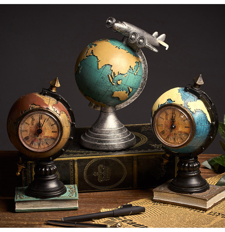 Retro globe clock home decoration