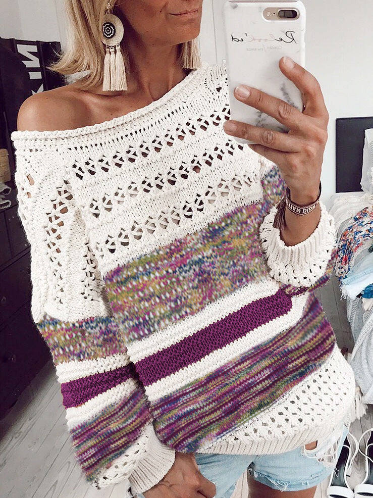 Printed round neck sweater