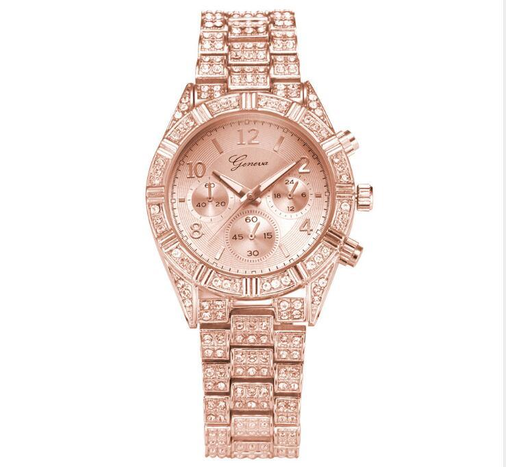 Women's Crystal Quartz Watch - Stainless Steel Luxury Analog Wristwatch