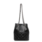 Korean Style Simple Women's Fashion Diamond Texture One-shoulder Bucket Crossbody Bag