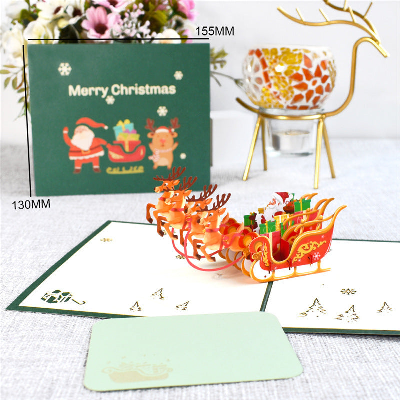 3D Merry Christmas Cards Christmas Tree Winter Gift Pop-Up Cards Christmas Decoration Stickers - Minihomy