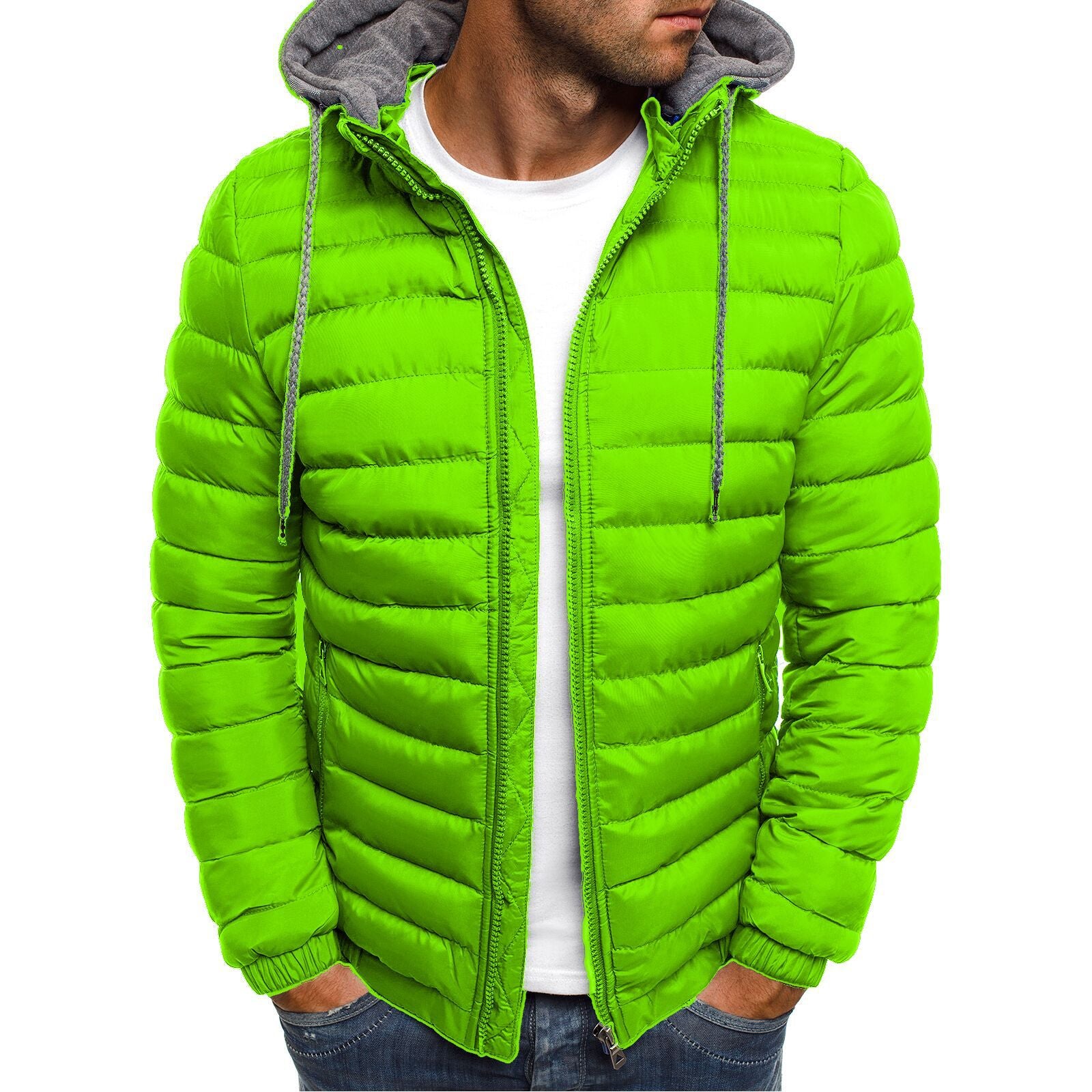 Autumn Winter Men Cotton Jacket Hooded Thickened Down Jacket - Minihomy