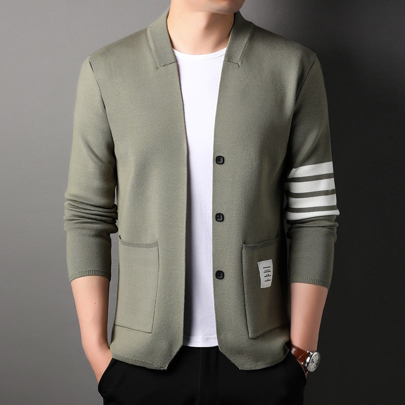 Men's Long-sleeved V-neck Slim-fit Cardigan Coat