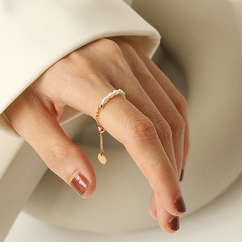 Pearl Rings Stretch Adjustable Soft Chain Women's End Ring