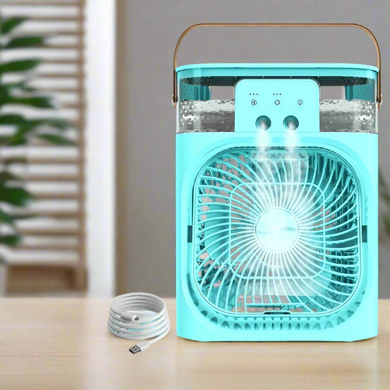 Charging Version 3-In-1 Air Humidifier Cooling Fan with LED Night Light