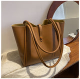 Casual Large Capacity Tote Bags for Women - Solid Color Shopping Shoulder Bag