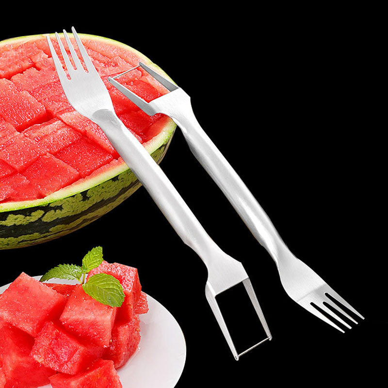 2 In 1 Watermelon Fork Slicer Multi-purpose Stainless Steel Watermelon Slicer Cutter