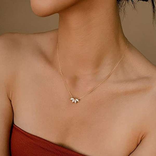 Fashion Jewelry Minimalist Shining Flower Petal Necklace For Women Girls Lotus Flower Pendant Necklace Female Party Anniversary Jewelry Gift - Minihomy