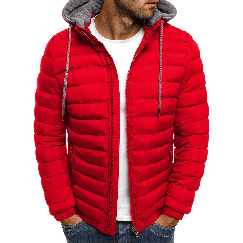 Autumn Winter Men Cotton Jacket Hooded Thickened Down Jacket - Minihomy