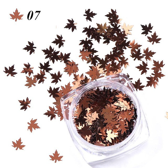 Gradient Maple Leaf Nail Sequins: Add a Touch of Autumn Glam