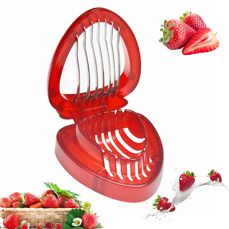 Red Strawberry Slicer - Stainless Steel Fruit Carving Tool