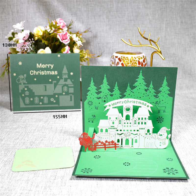 3D Merry Christmas Cards Christmas Tree Winter Gift Pop-Up Cards Christmas Decoration Stickers - Minihomy