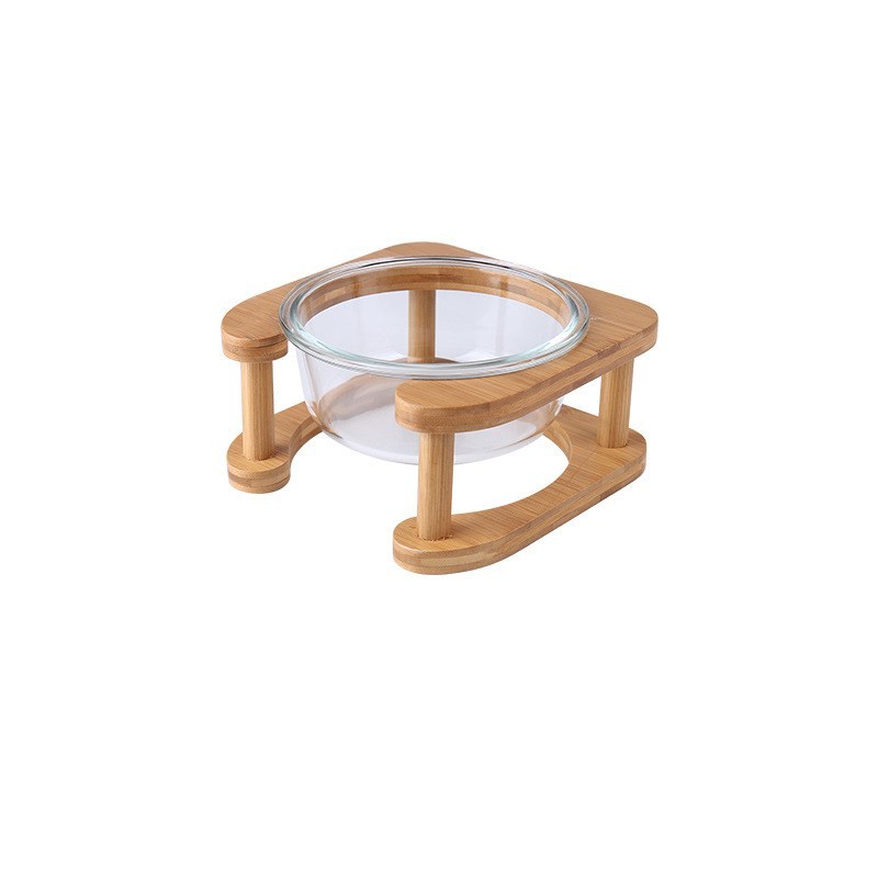 Glass Cat Food Bowl - Elevated Pet Feeder for Cats