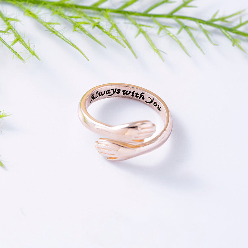 Silver Rose Gold Always With You Hug Rings For Women Men