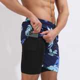 Gradient Printed Beach Shorts - Double Layer Casual Sport Shorts