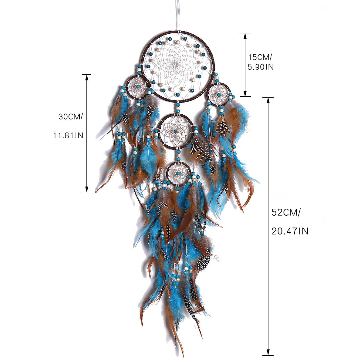 Five Rings Dream Catcher Feather Pendant Fashion Home Wind Chime