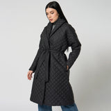 Women's Diamond Plaid Fitted Waist Cotton-padded Coat