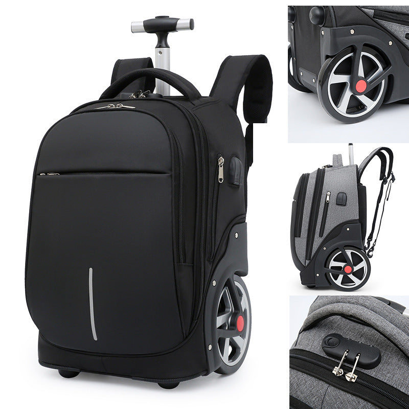 Junior High School Student Trolley Bag Large Capacity Large Wheel Trolley Case Backpack
