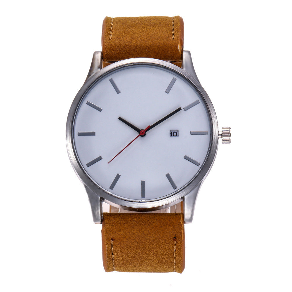 Men watch Fashion Business Large Dial Watch For Men's Matte Belt Simple Quartz Wrist Watch Men clock