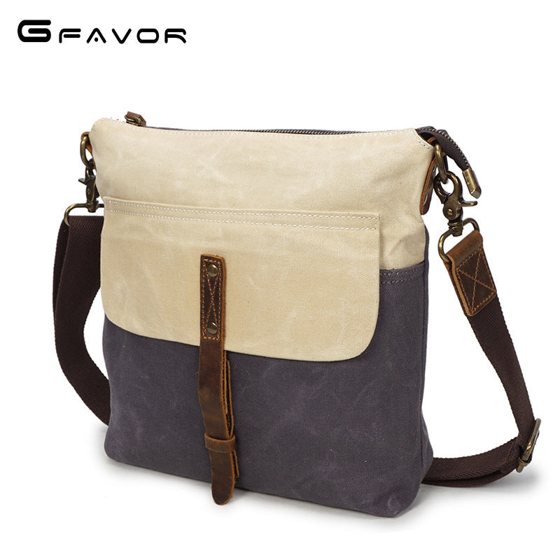 Waterproof Wax Canvas Messenger Bag - Retro Leather Satchel for Boys