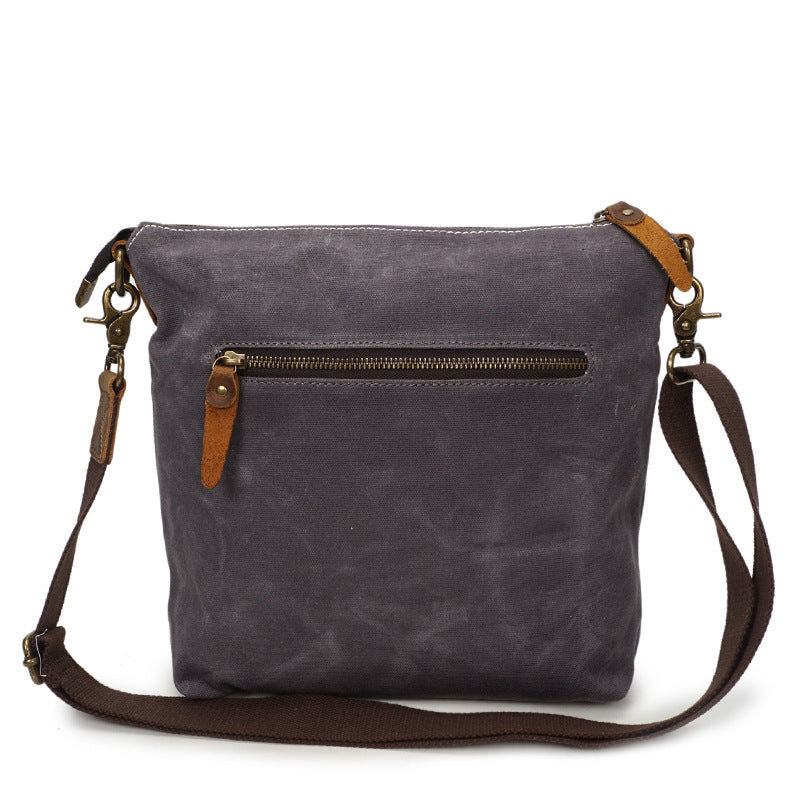 Waterproof Wax Canvas Messenger Bag - Retro Leather Satchel for Boys