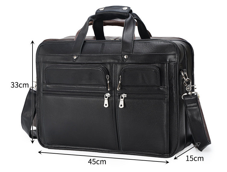 Genuine Leather 17-Inch Laptop Briefcase for Business Professionals - Minihomy