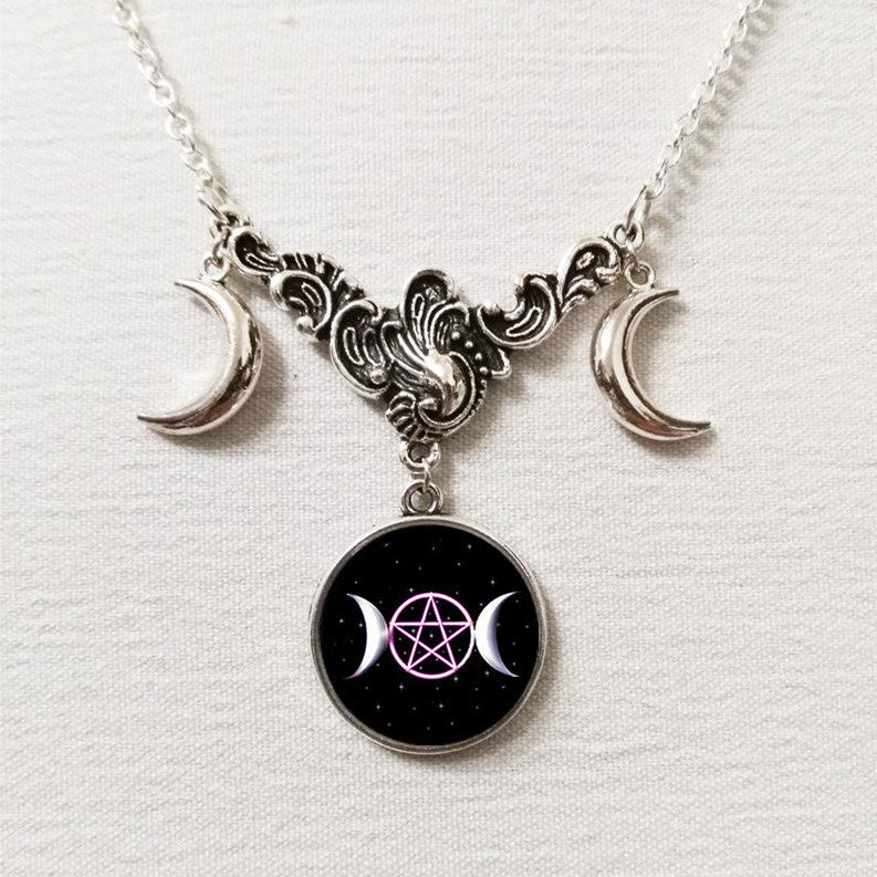 Triple Moon Silver Necklace