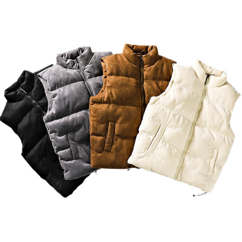 Simple Stand-up Collar Cotton-padded Clothes Vest For Men