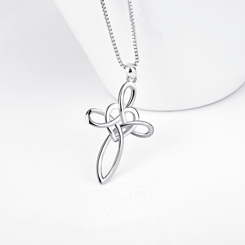 925 Sterling Silver Necklace Religious Necklace Love Heart Fashion Cross Pendants  For Women - Minihomy