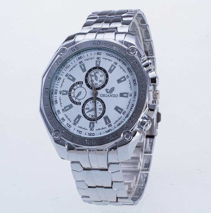 Silver Stainless Steel Mens Watches Top Brand Luxury Watch Men Sport Clock