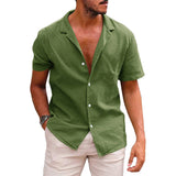 Men's Tops Casual Button Down Shirt Short Sleeve Beach Shirt Summer