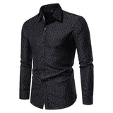 Men's Clothing Print Black Long Sleeve Shirt