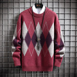 Men's Sweater Round Neck Trend Loose Plaid Top